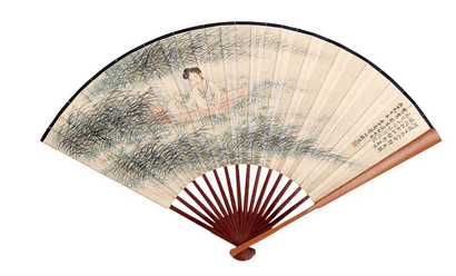 叶曼叔 季守正 采菱曲 书法 成扇